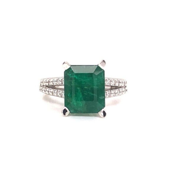 Diamond Emerald Platinum Ring 4.60 TCW Certified $7,950 920743 - Picture 1 of 8